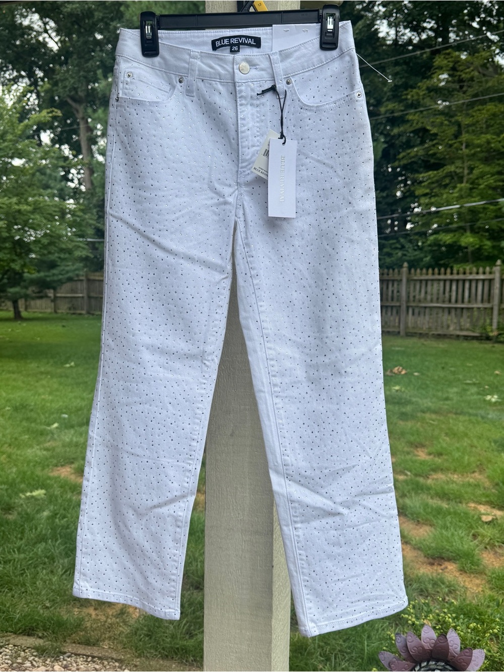 Blue Revival Hailey Starry Night white straight ankle jeans. NWT